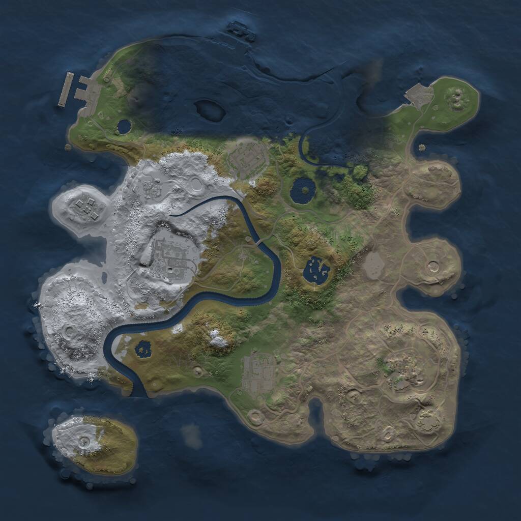 Rust Map: Procedural Map, Size: 3000, Seed: 45621, 12 Monuments