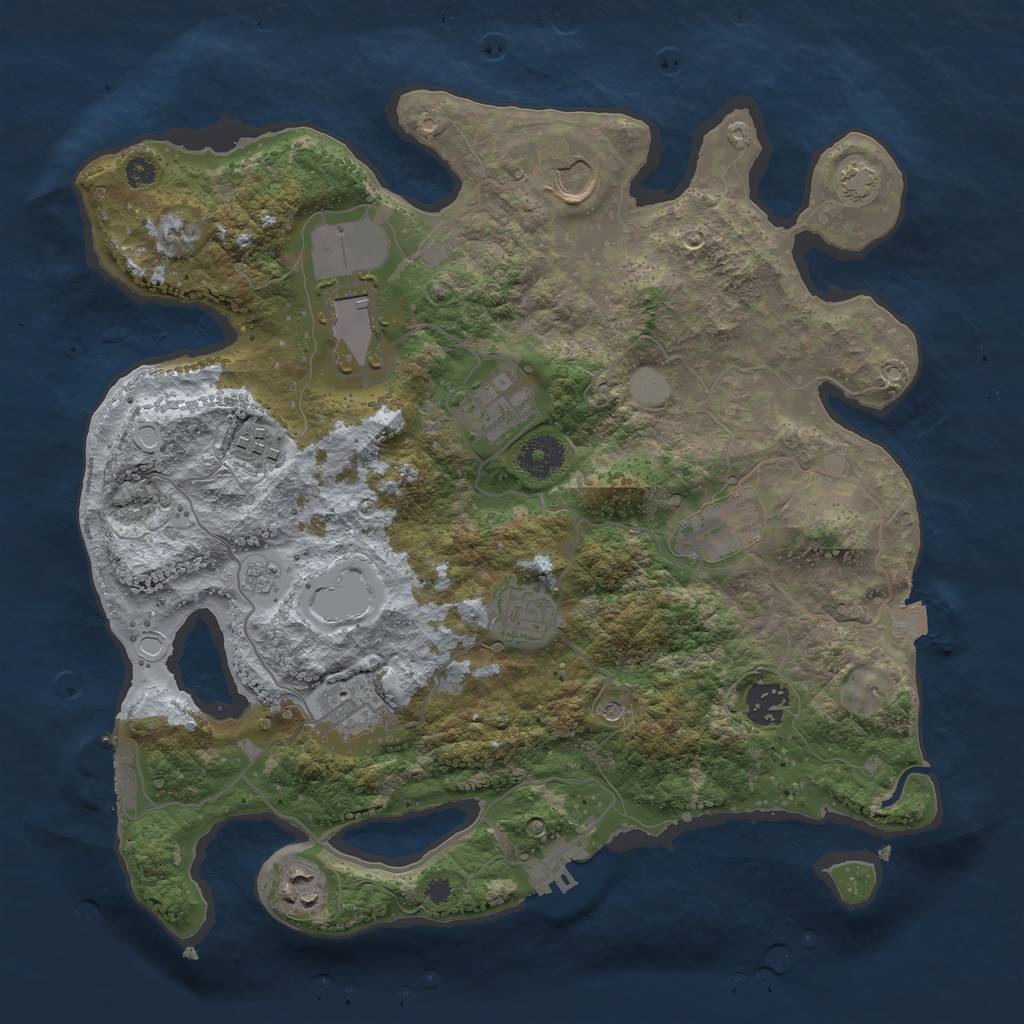 Rust Map: Procedural Map, Size: 3500, Seed: 194287993, 17 Monuments