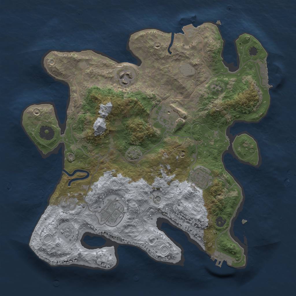 Rust Map: Procedural Map, Size: 3000, Seed: 377955153, 12 Monuments