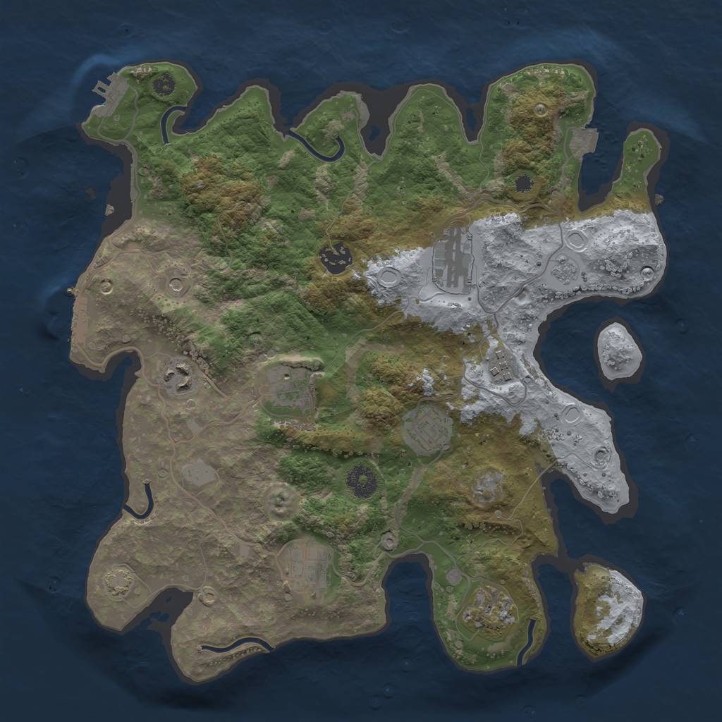 Rust Map: Procedural Map, Size: 3450, Seed: 81354114, 16 Monuments