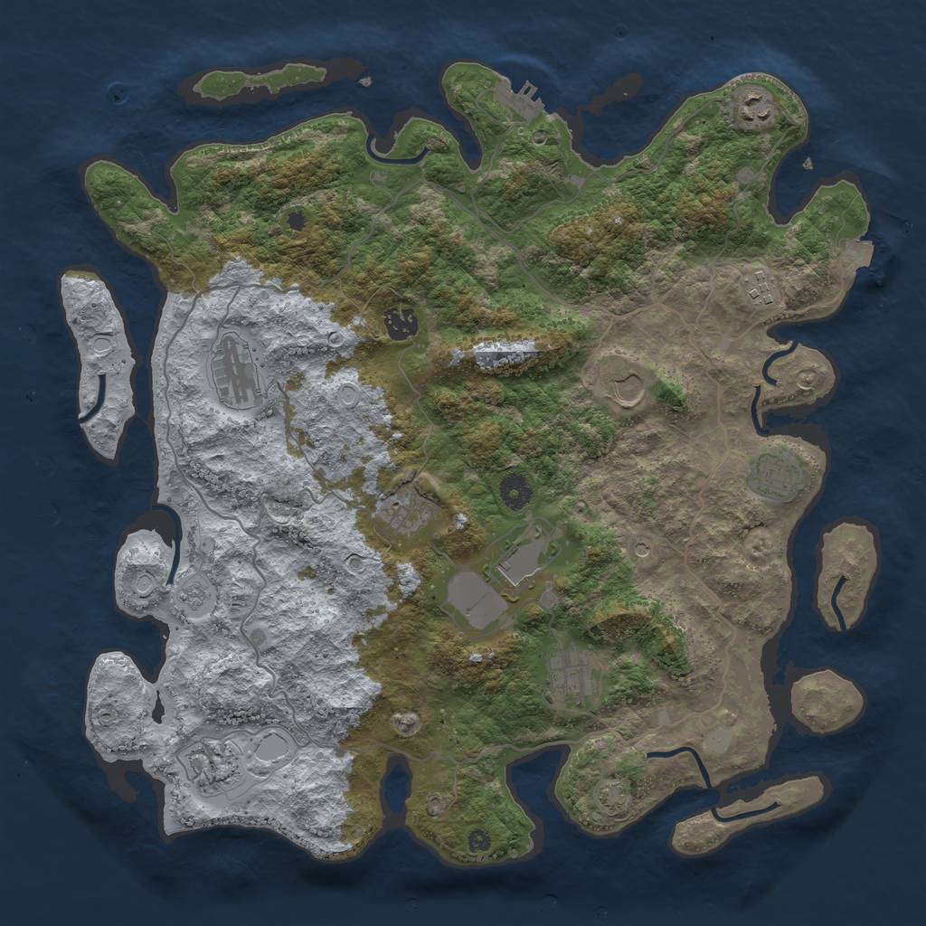 Rust Map: Procedural Map, Size: 4100, Seed: 31811528, 17 Monuments
