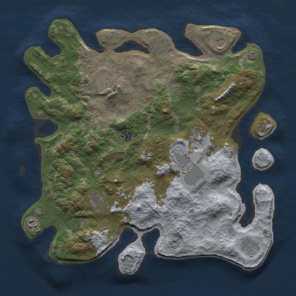 Rust Map: Barren, Size: 4000, Seed: 1005984706, 14 Monuments