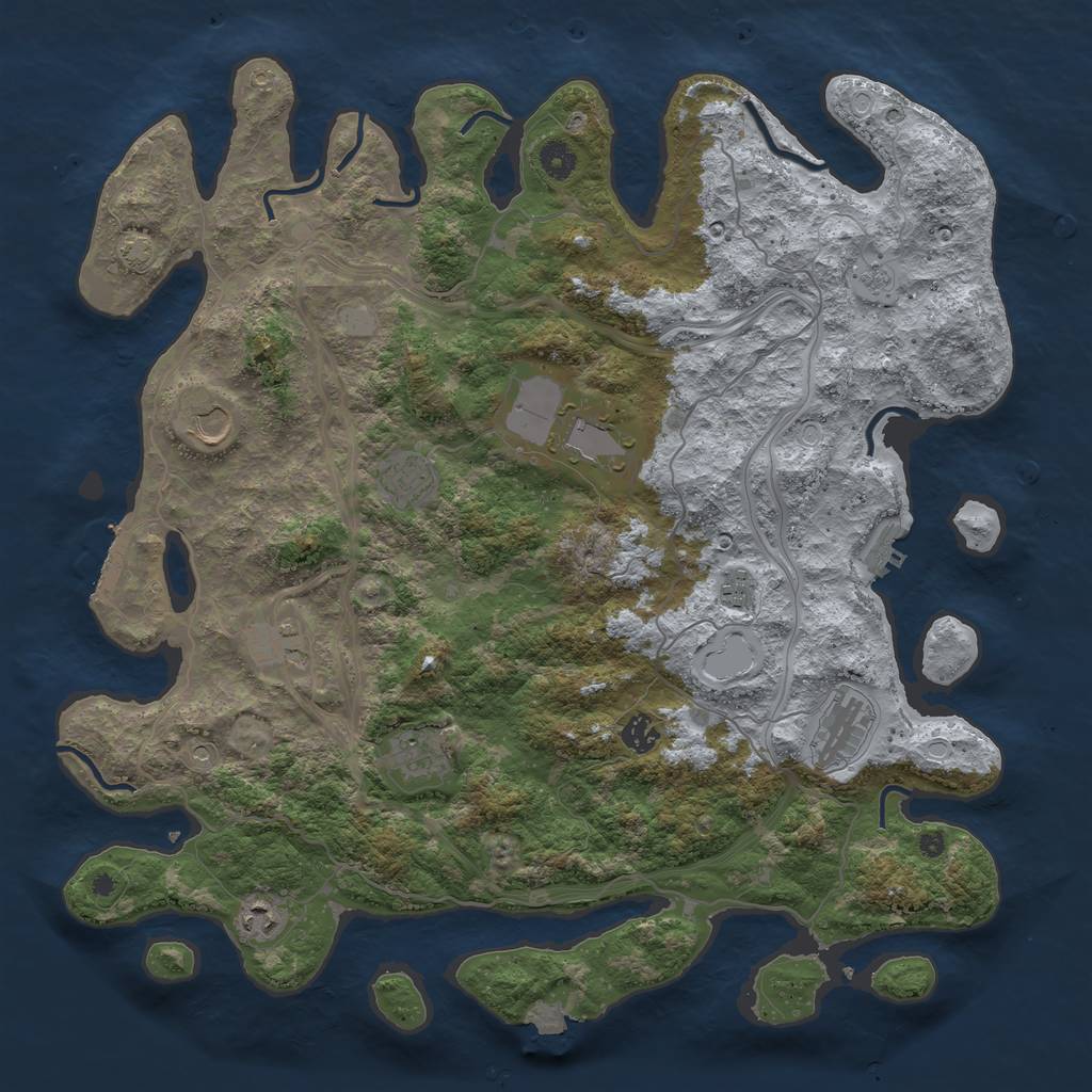 Rust Map: Procedural Map, Size: 4400, Seed: 52218041, 17 Monuments