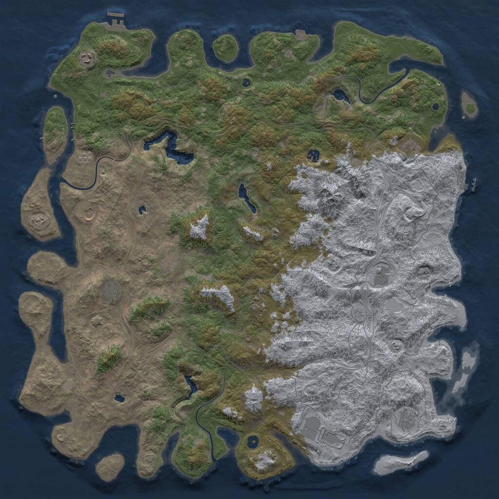 Rust Map: Procedural Map, Size: 6000, Seed: 41115, 17 Monuments