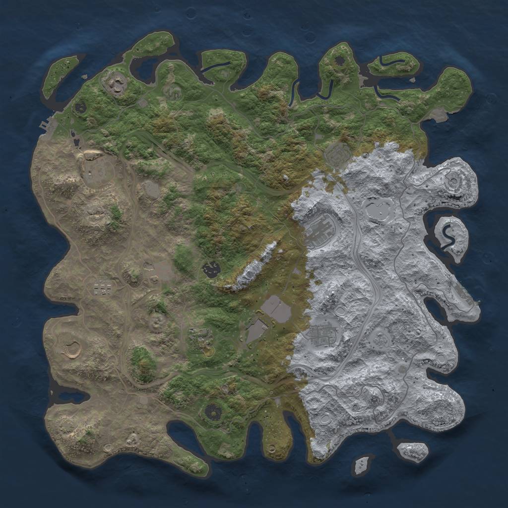 Rust Map: Procedural Map, Size: 4500, Seed: 1240632888, 19 Monuments