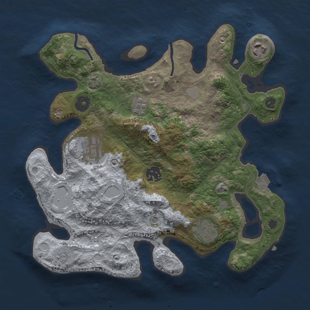 Rust Map: Procedural Map, Size: 3000, Seed: 3454563, 11 Monuments