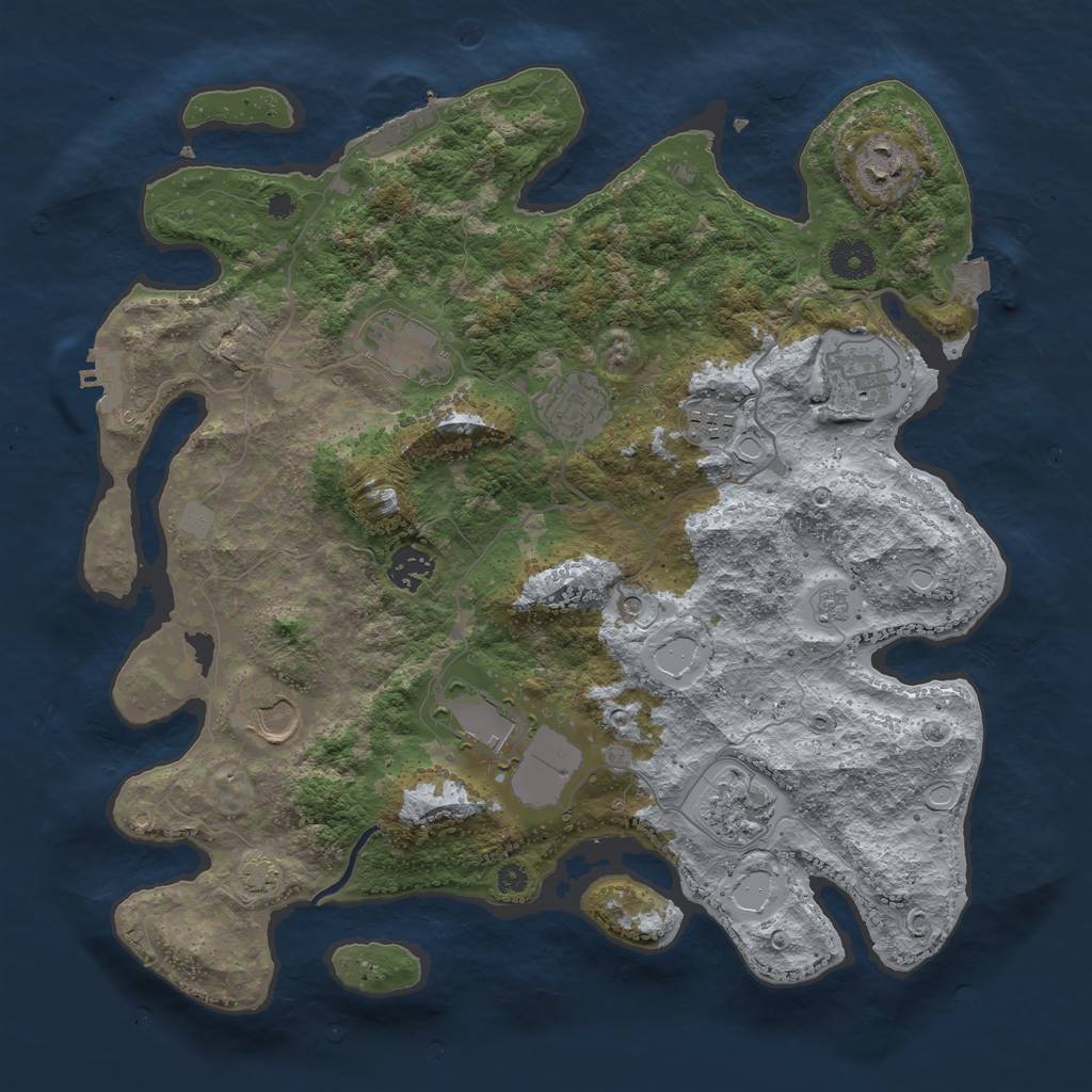 Rust Map: Procedural Map, Size: 3700, Seed: 1144876, 17 Monuments
