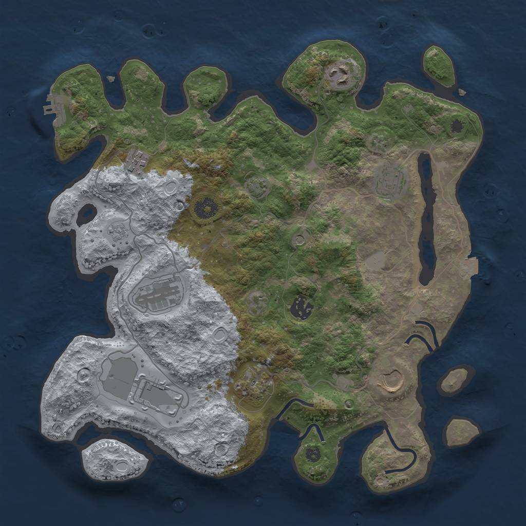 Rust Map: Procedural Map, Size: 3500, Seed: 498257257, 15 Monuments