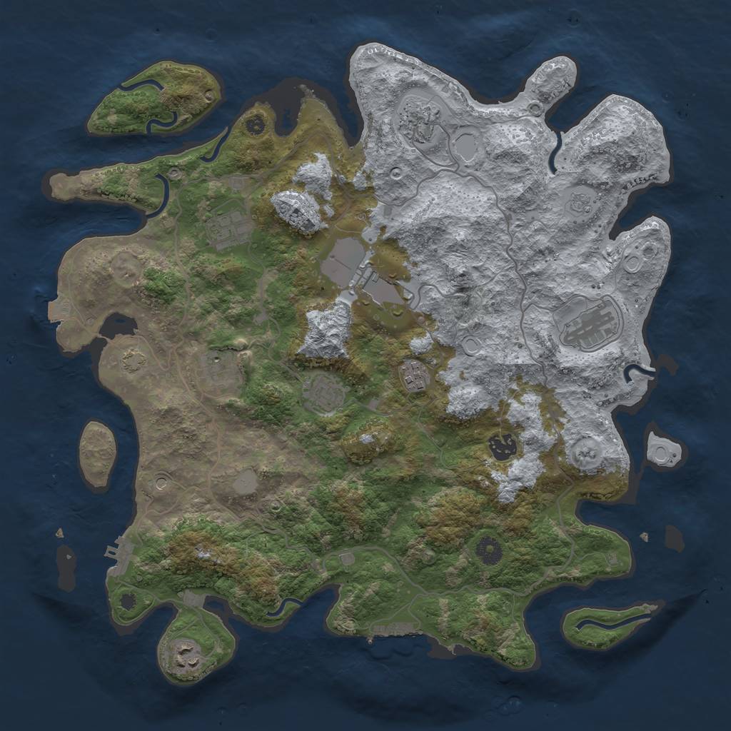 Rust Map: Procedural Map, Size: 4000, Seed: 1720051394, 17 Monuments