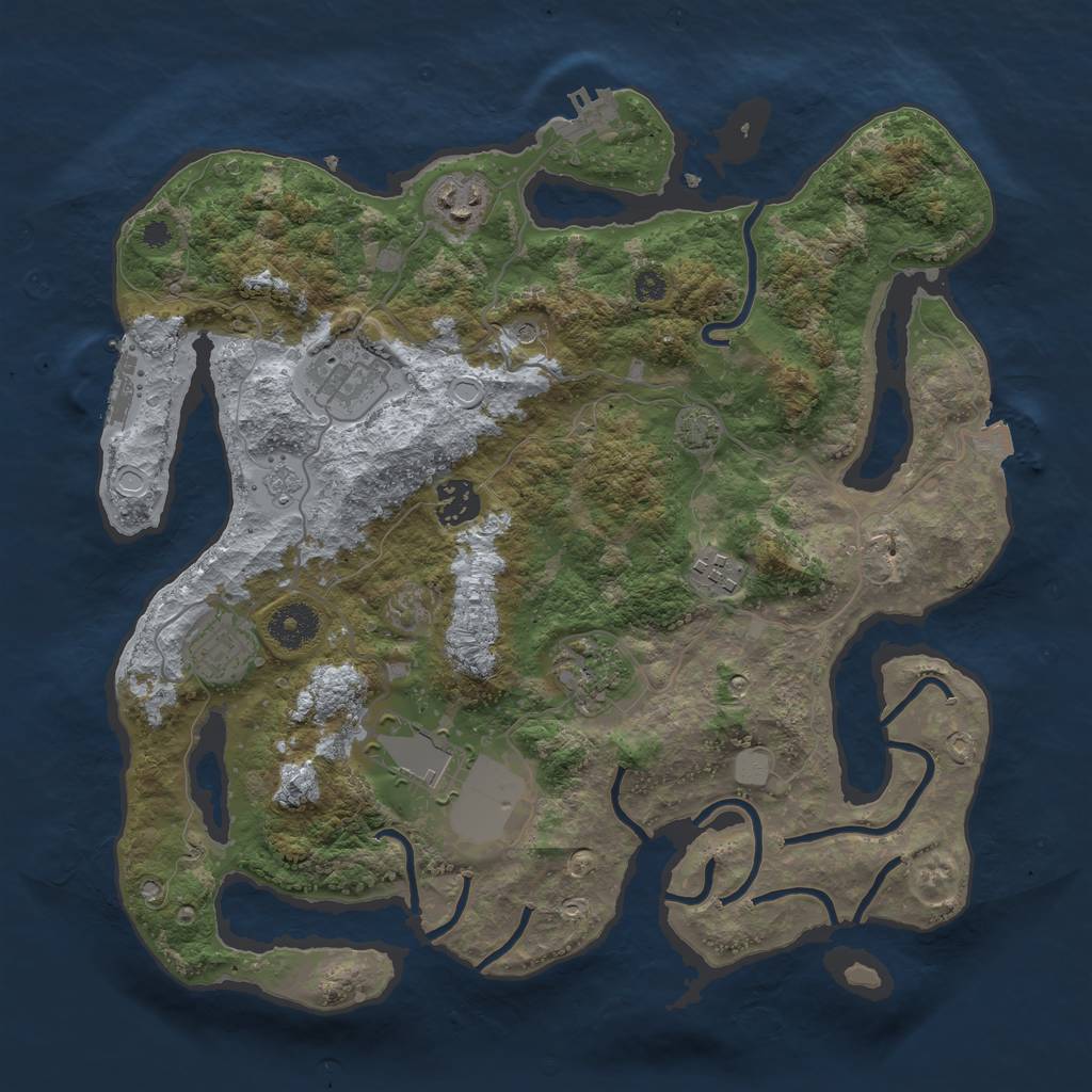 Rust Map: Procedural Map, Size: 3500, Seed: 22828245, 15 Monuments