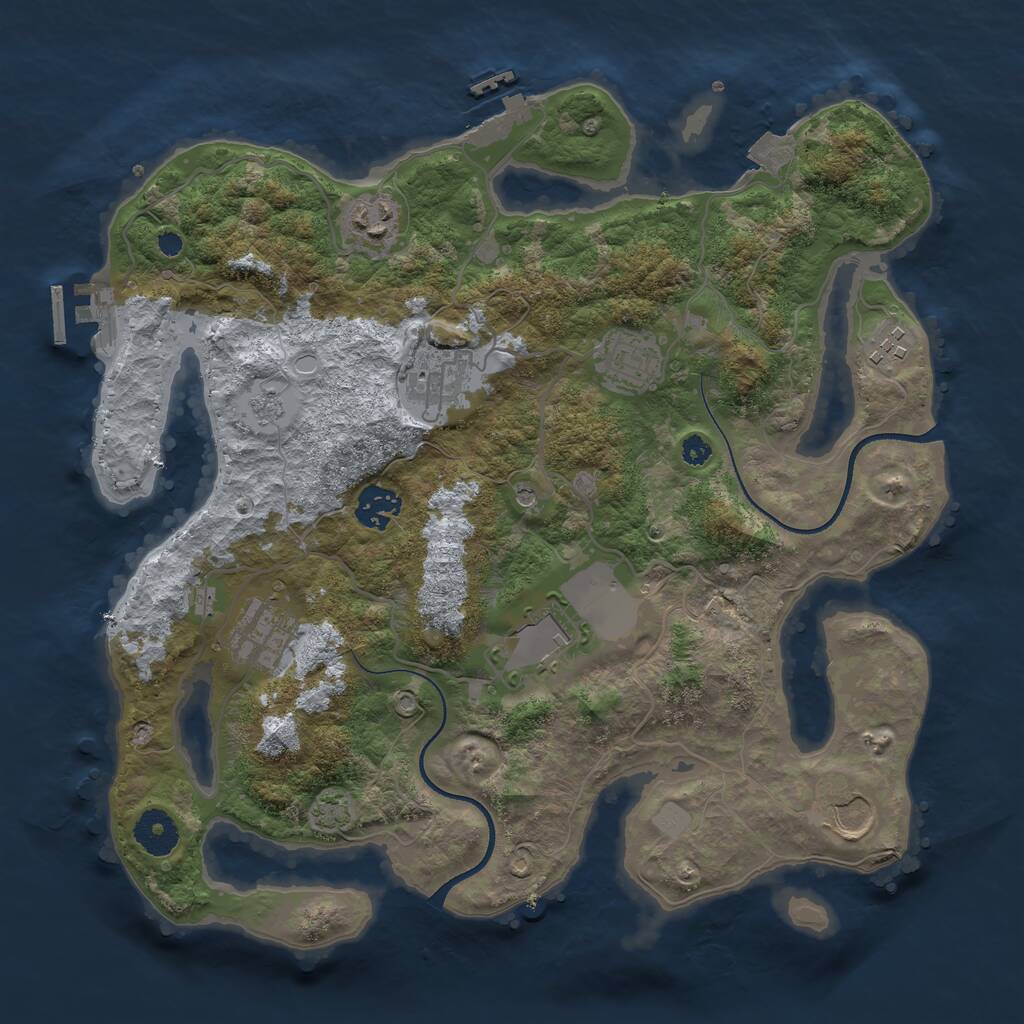 Rust Map: Procedural Map, Size: 3500, Seed: 22828245, 14 Monuments