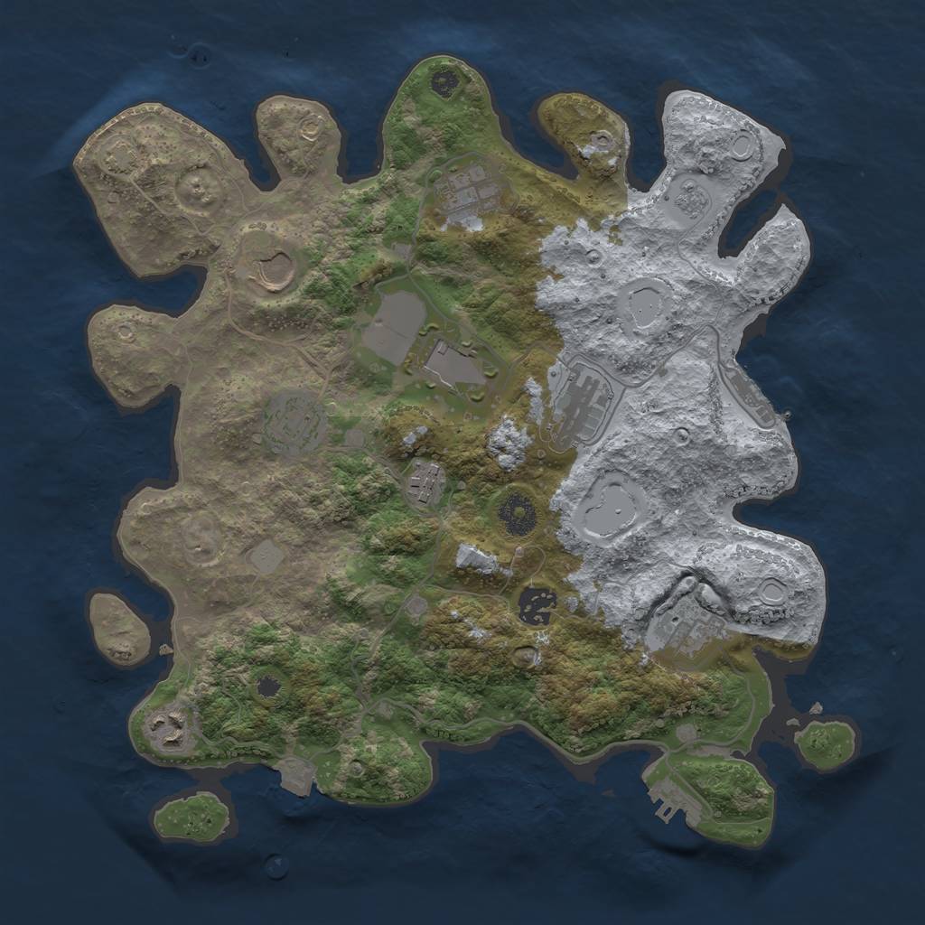 Rust Map: Procedural Map, Size: 3500, Seed: 600903948, 16 Monuments