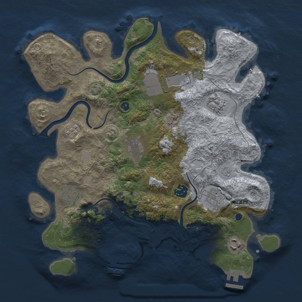 Rust Map: Procedural Map, Size: 3500, Seed: 600903948, 14 Monuments