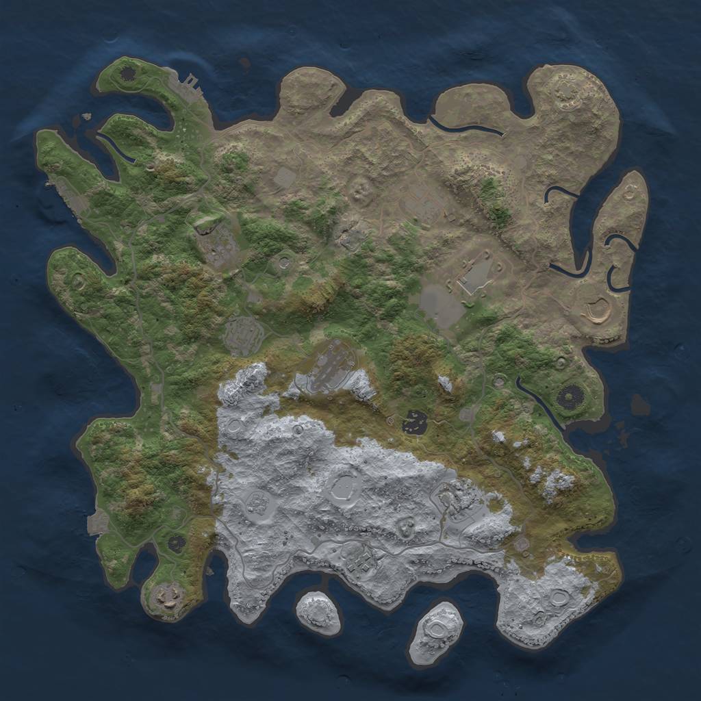 Rust Map: Procedural Map, Size: 4100, Seed: 46744, 18 Monuments