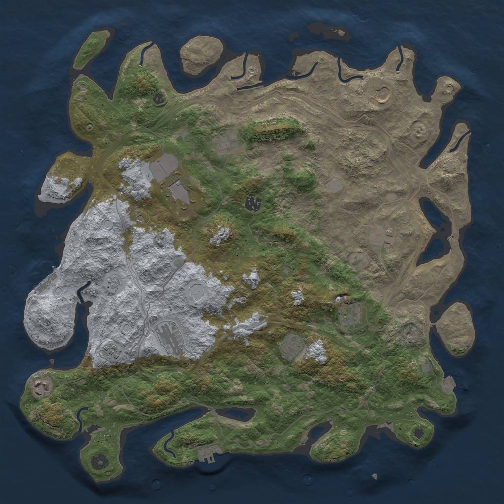 Rust Map: Procedural Map, Size: 4500, Seed: 384684814, 18 Monuments