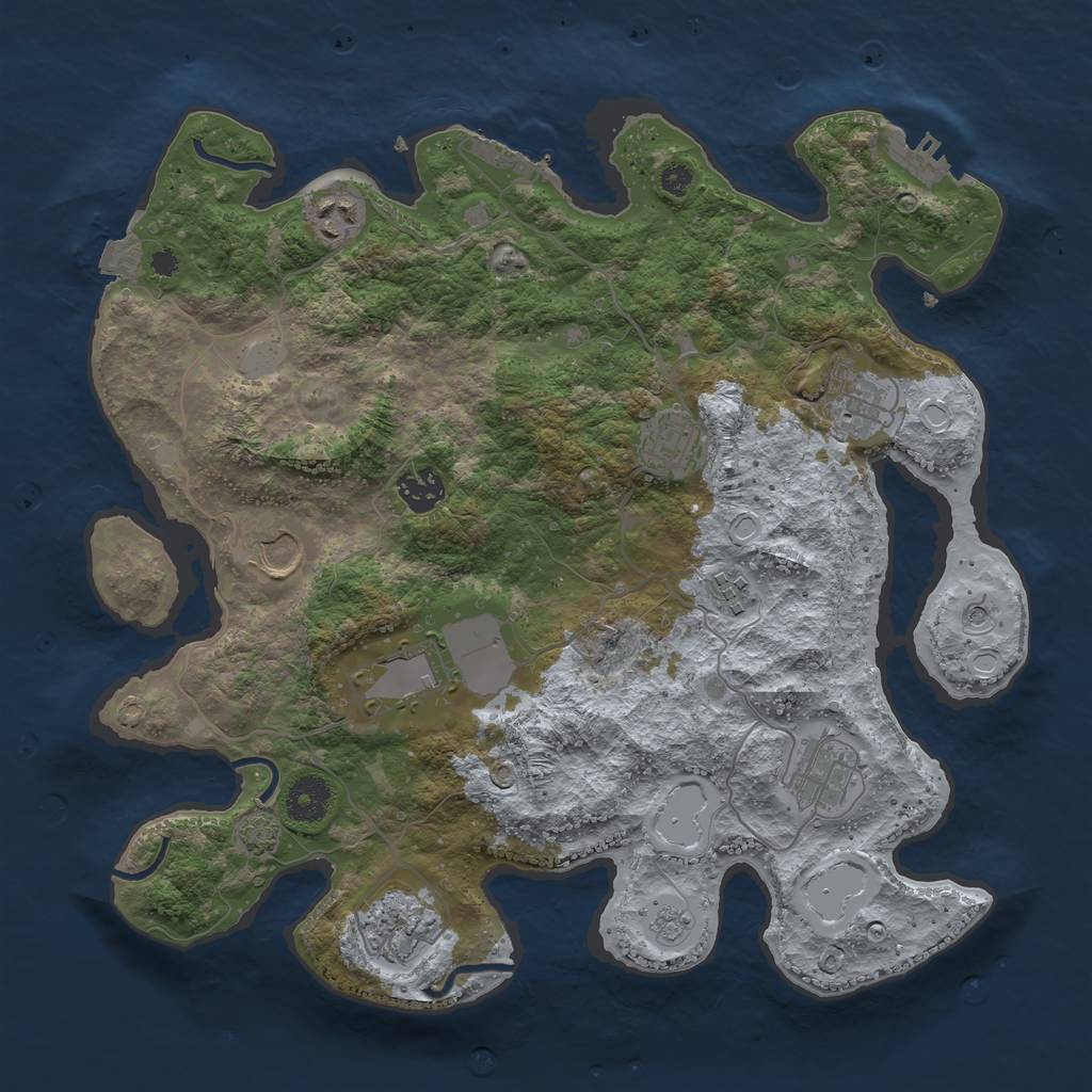 Rust Map: Procedural Map, Size: 3600, Seed: 1713574919, 17 Monuments