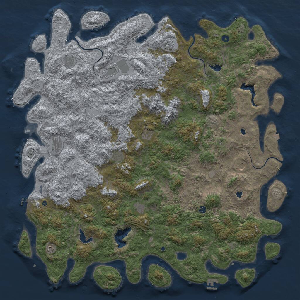 Rust Map: Procedural Map, Size: 6000, Seed: 836469099, 17 Monuments