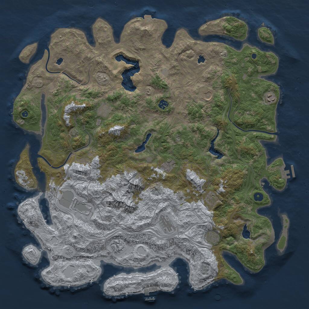 Rust Map: Procedural Map, Size: 5000, Seed: 628591999, 17 Monuments