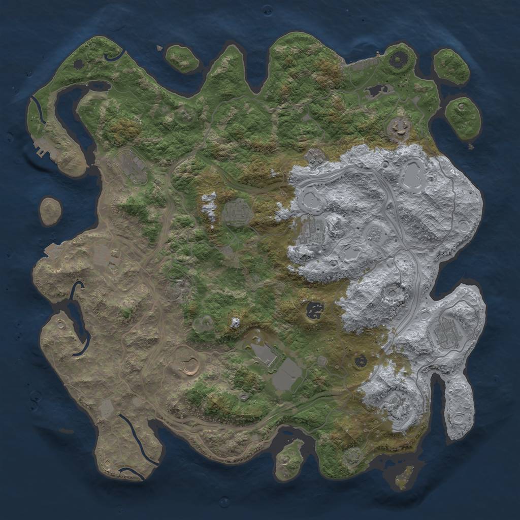 Rust Map: Procedural Map, Size: 4400, Seed: 40248965, 19 Monuments