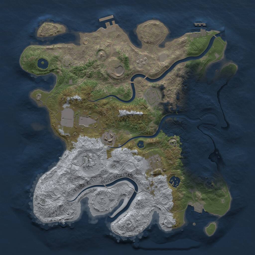 Rust Map: Procedural Map, Size: 3550, Seed: 75855636, 14 Monuments