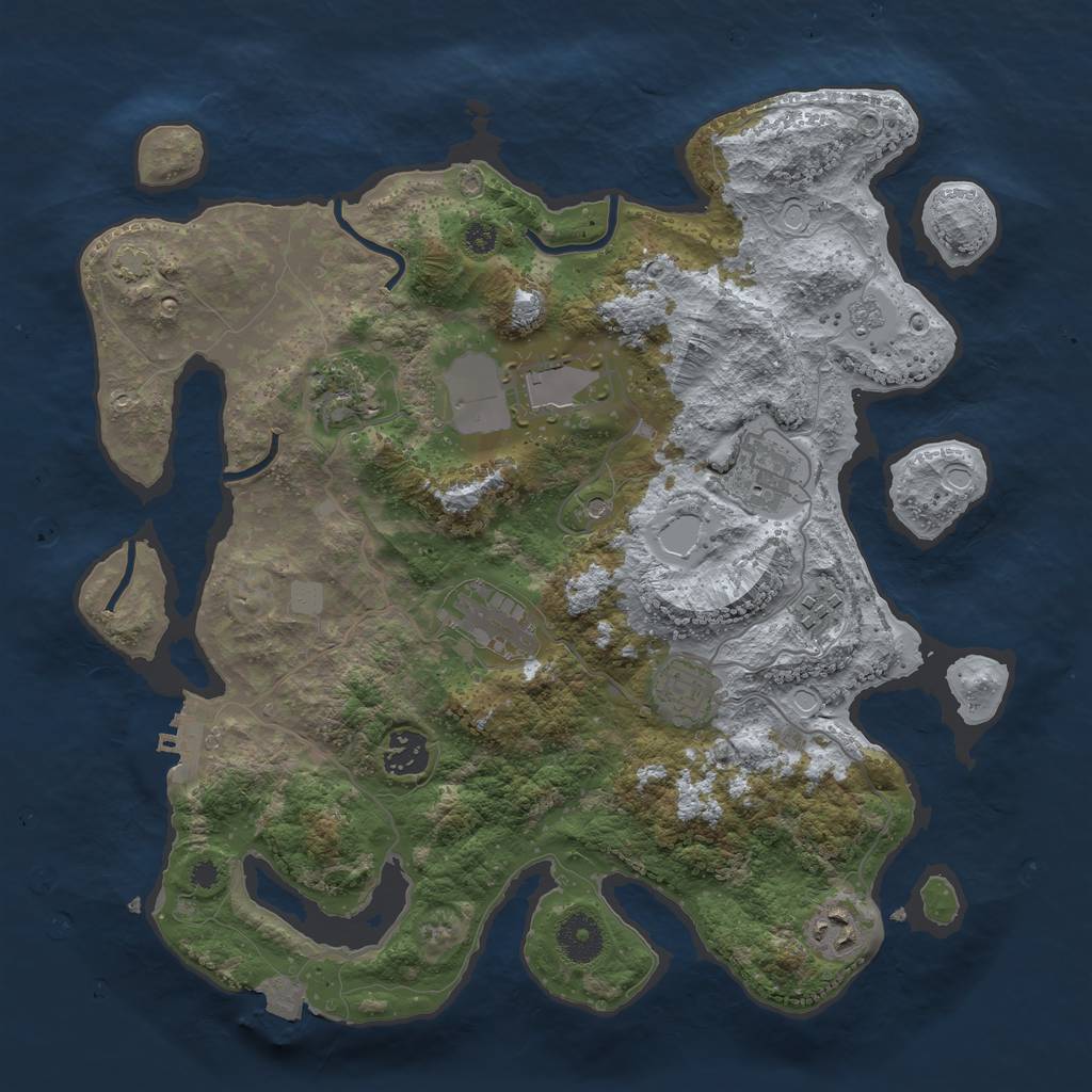 Rust Map: Procedural Map, Size: 3550, Seed: 39208918, 15 Monuments