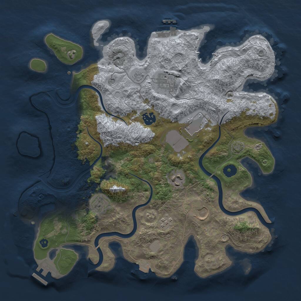 Rust Map: Procedural Map, Size: 3500, Seed: 9308878, 13 Monuments