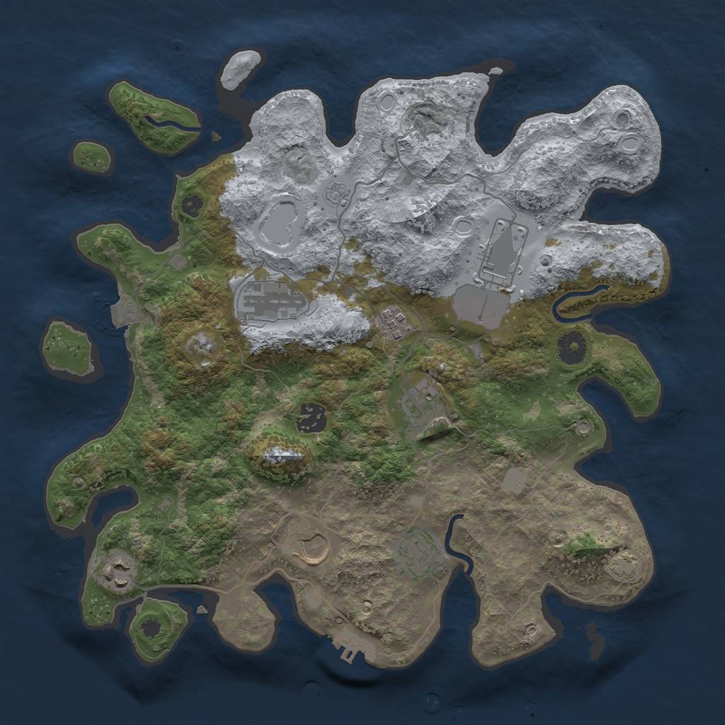 Rust Map: Procedural Map, Size: 3500, Seed: 9308878, 14 Monuments