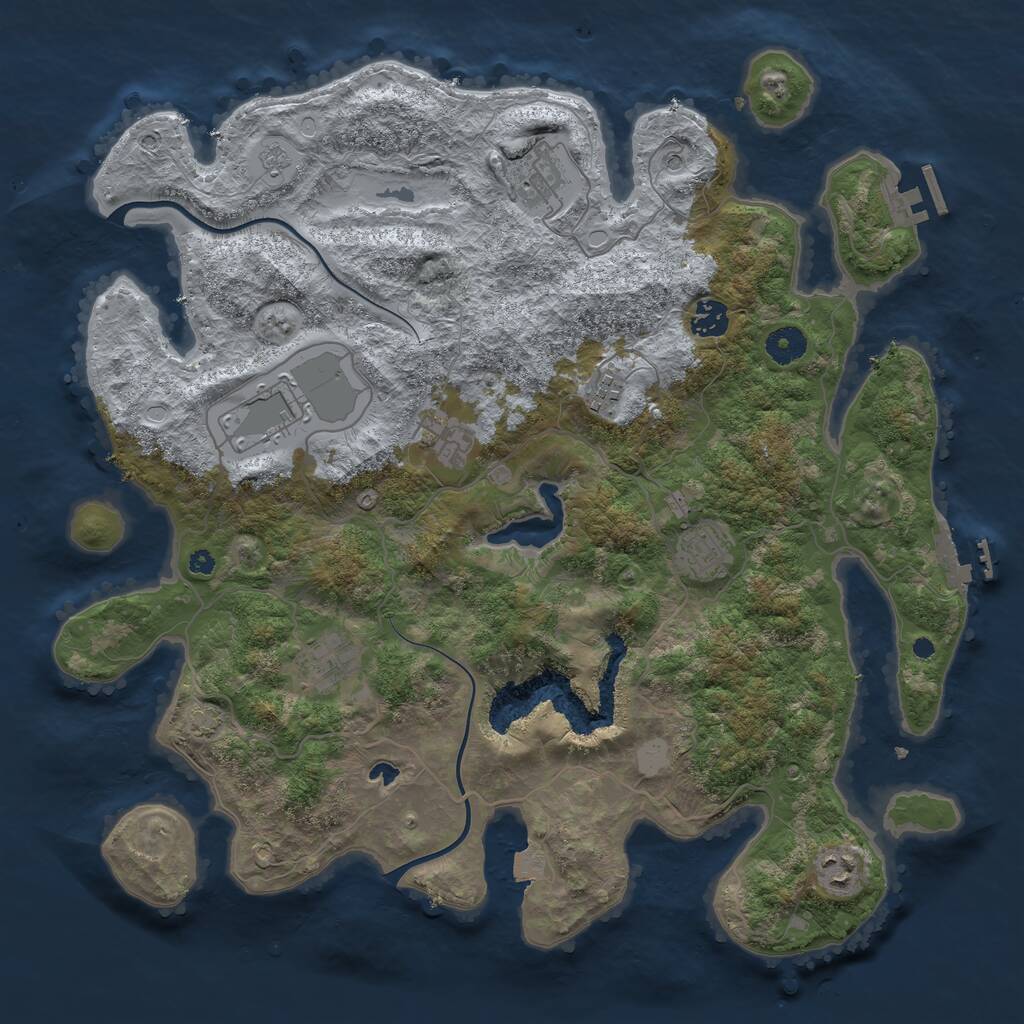 Rust Map: Procedural Map, Size: 4000, Seed: 665935725, 14 Monuments