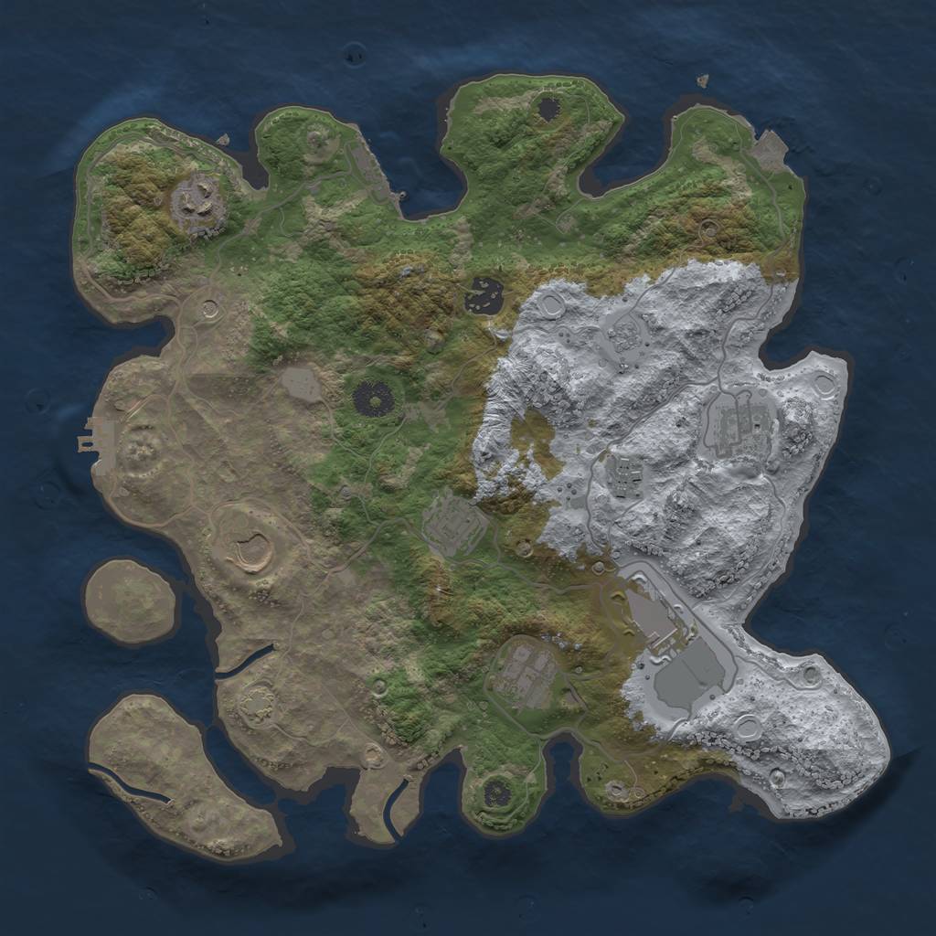 Rust Map: Procedural Map, Size: 3550, Seed: 1523284, 16 Monuments