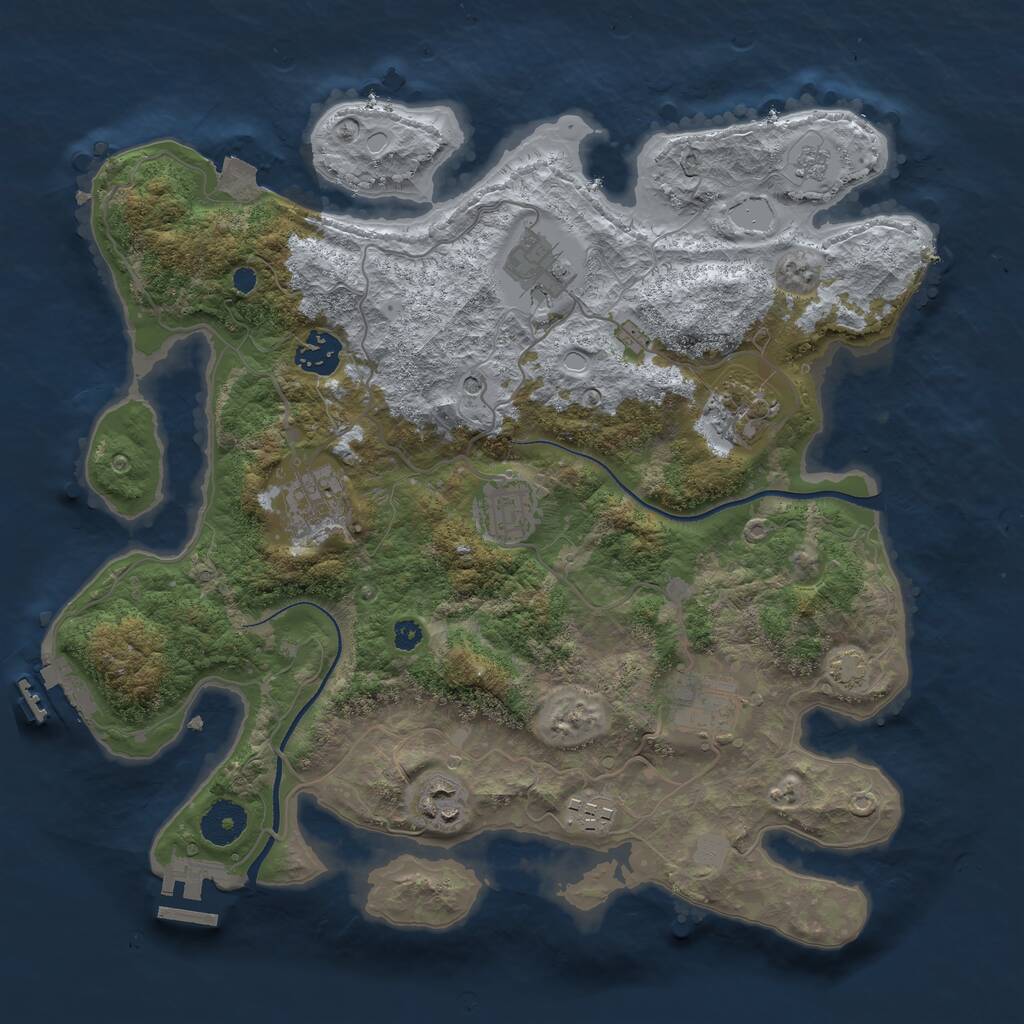Rust Map: Procedural Map, Size: 3450, Seed: 46606670, 14 Monuments