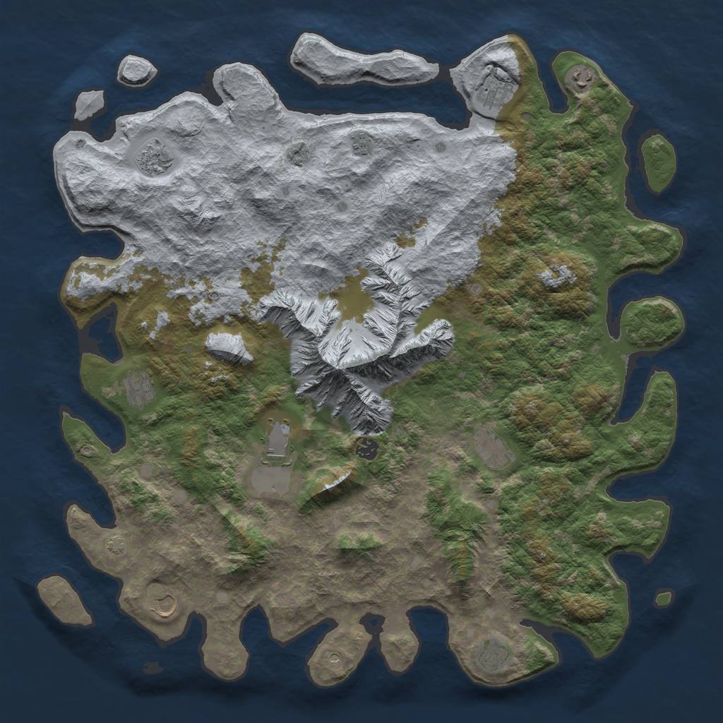 Rust Map: Barren, Size: 5000, Seed: 355109536, 14 Monuments