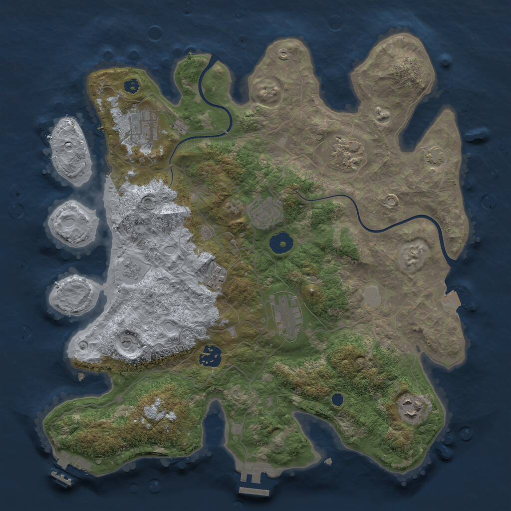 Rust Map: Procedural Map, Size: 3450, Seed: 35095292, 13 Monuments