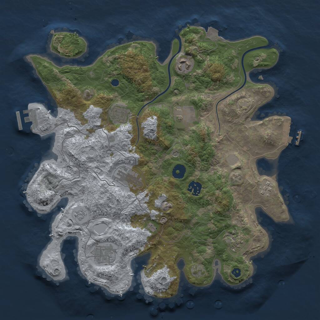 Rust Map: Procedural Map, Size: 3450, Seed: 37150213, 14 Monuments