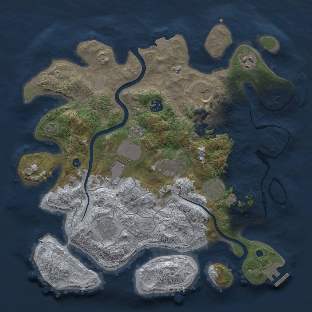 Rust Map: Procedural Map, Size: 3550, Seed: 244452, 13 Monuments