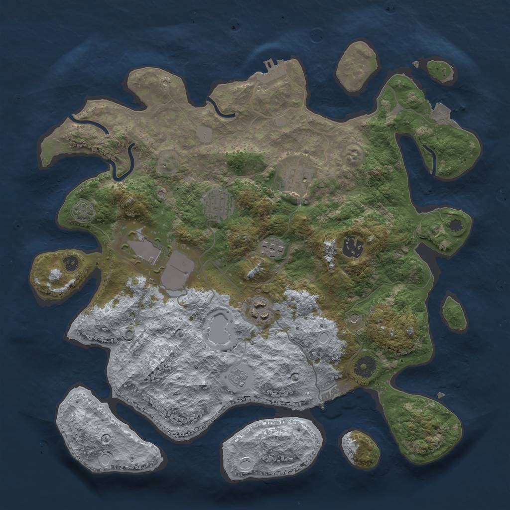 Rust Map: Procedural Map, Size: 3550, Seed: 244452, 14 Monuments