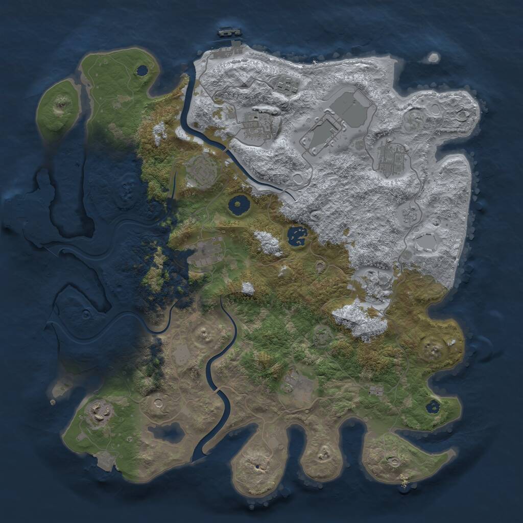 Rust Map: Procedural Map, Size: 3850, Seed: 88709788, 16 Monuments