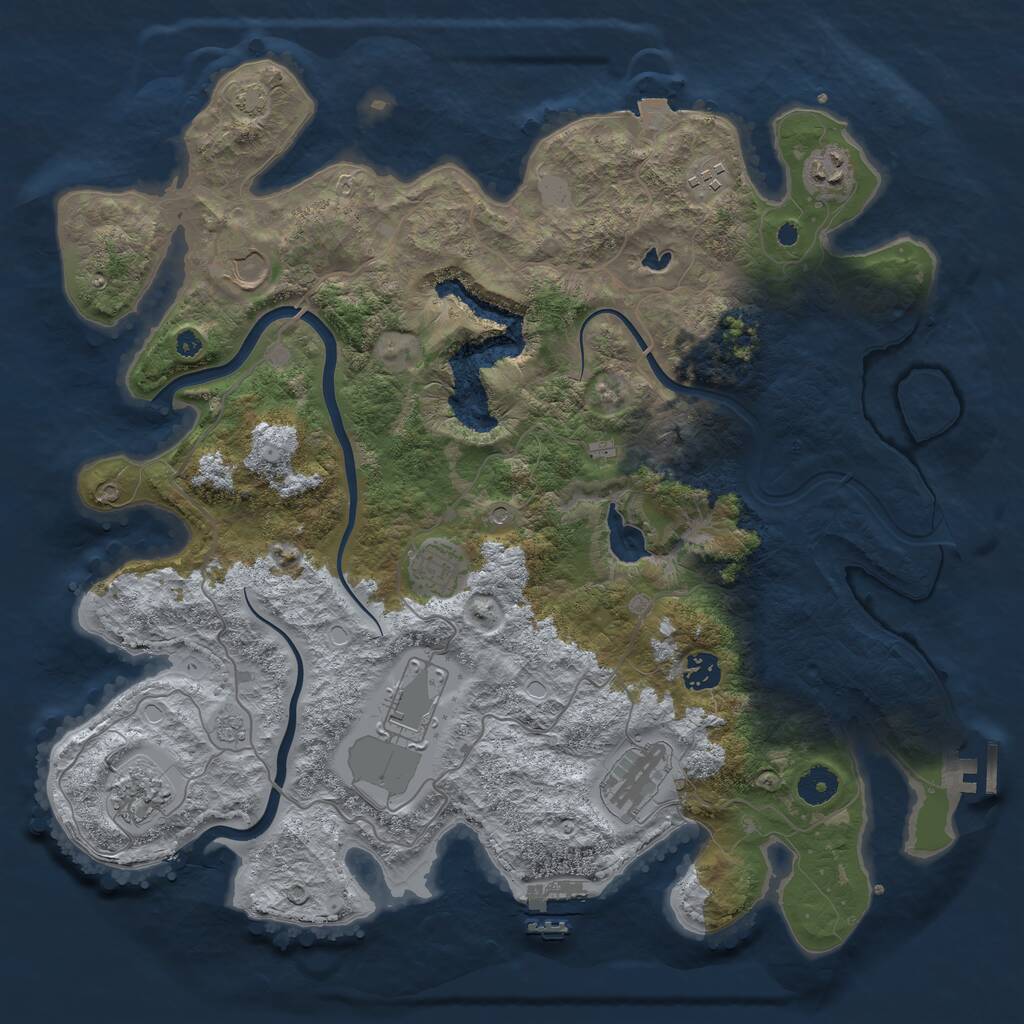Rust Map: Procedural Map, Size: 4000, Seed: 74021274, 14 Monuments