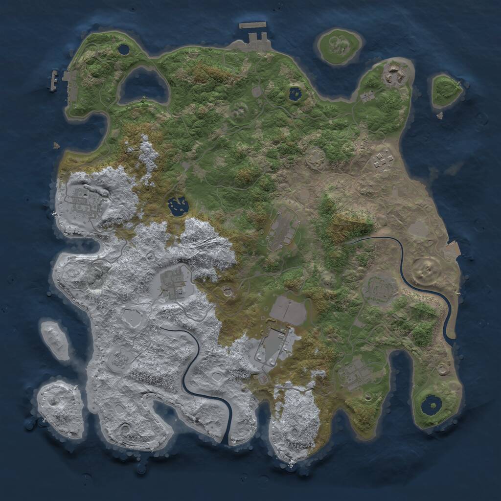 Rust Map: Procedural Map, Size: 3750, Seed: 22888366, 15 Monuments