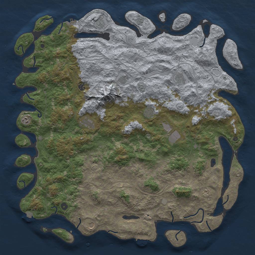 Rust Map: Procedural Map, Size: 5500, Seed: 6000000, 19 Monuments