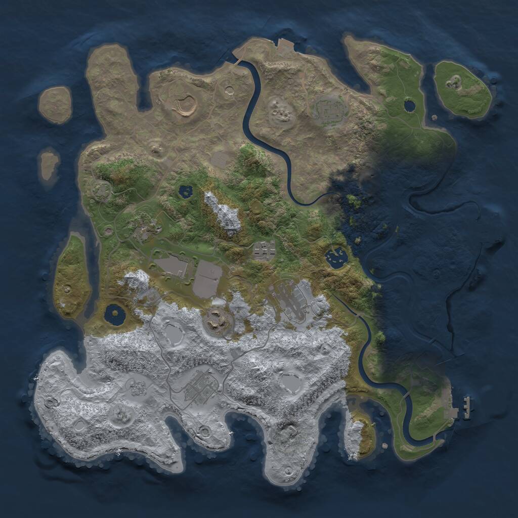 Rust Map: Procedural Map, Size: 3700, Seed: 34996411, 15 Monuments