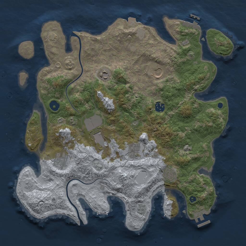 Rust Map: Procedural Map, Size: 3700, Seed: 34996411, 14 Monuments