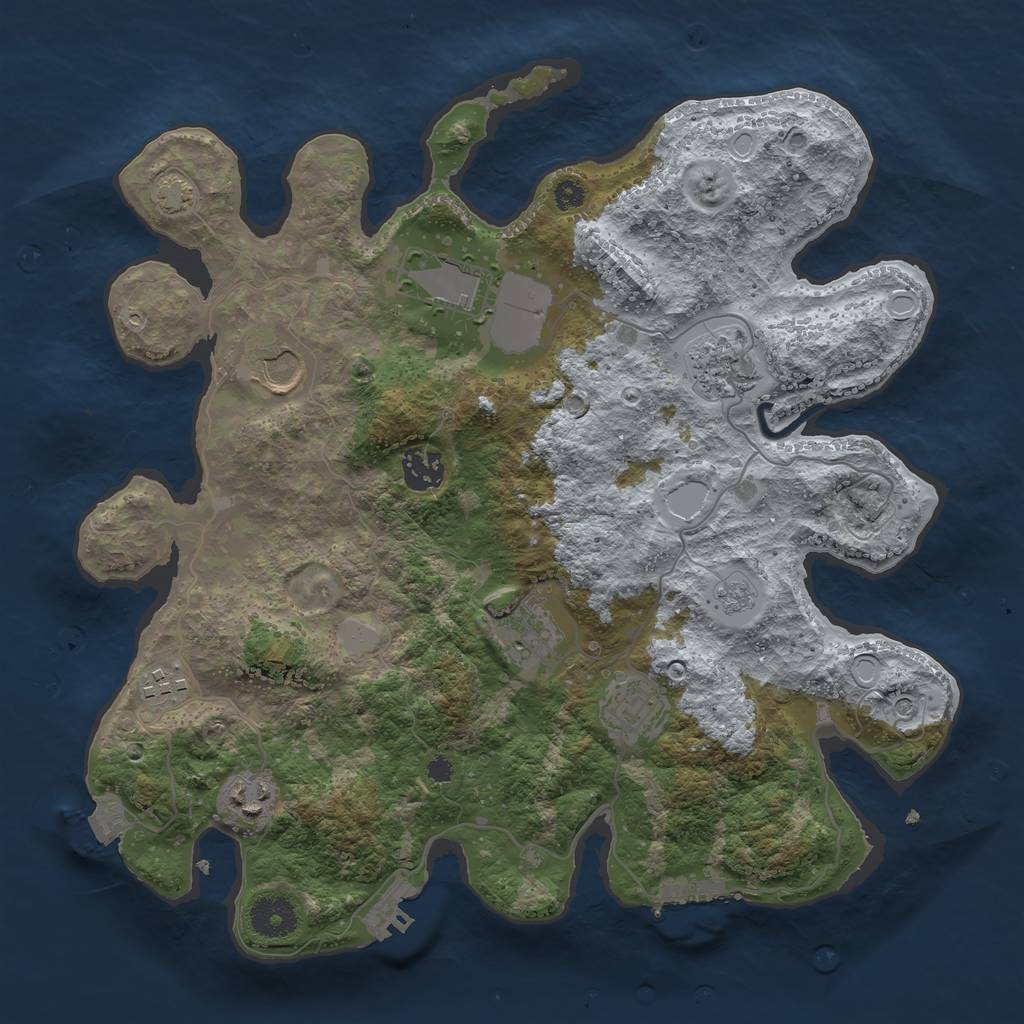 Rust Map: Procedural Map, Size: 3500, Seed: 5521, 16 Monuments