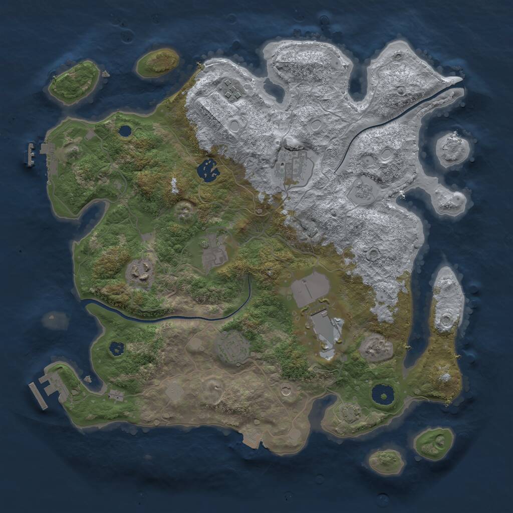 Rust Map: Procedural Map, Size: 3500, Seed: 74571341, 13 Monuments