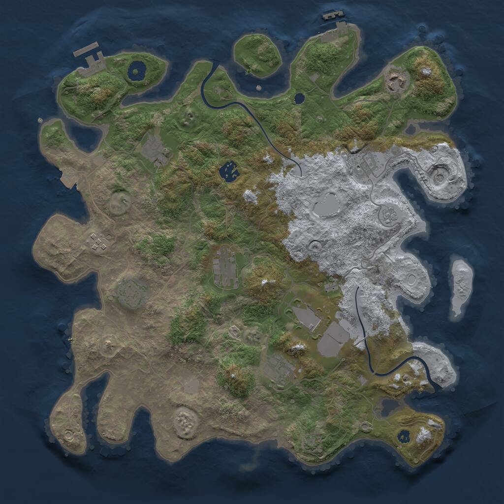 Rust Map: Procedural Map, Size: 3850, Seed: 22351206, 15 Monuments