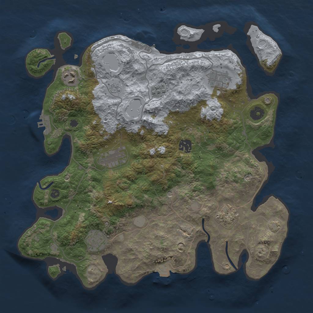 Rust Map: Procedural Map, Size: 3450, Seed: 27444544, 15 Monuments