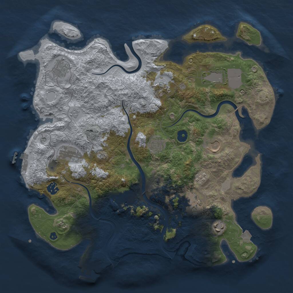Rust Map: Procedural Map, Size: 3850, Seed: 39568299, 17 Monuments