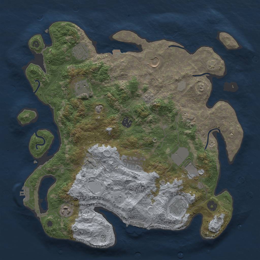 Rust Map: Procedural Map, Size: 3800, Seed: 28238367, 18 Monuments
