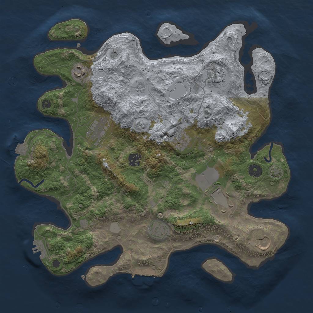 Rust Map: Procedural Map, Size: 3500, Seed: 25433159, 16 Monuments
