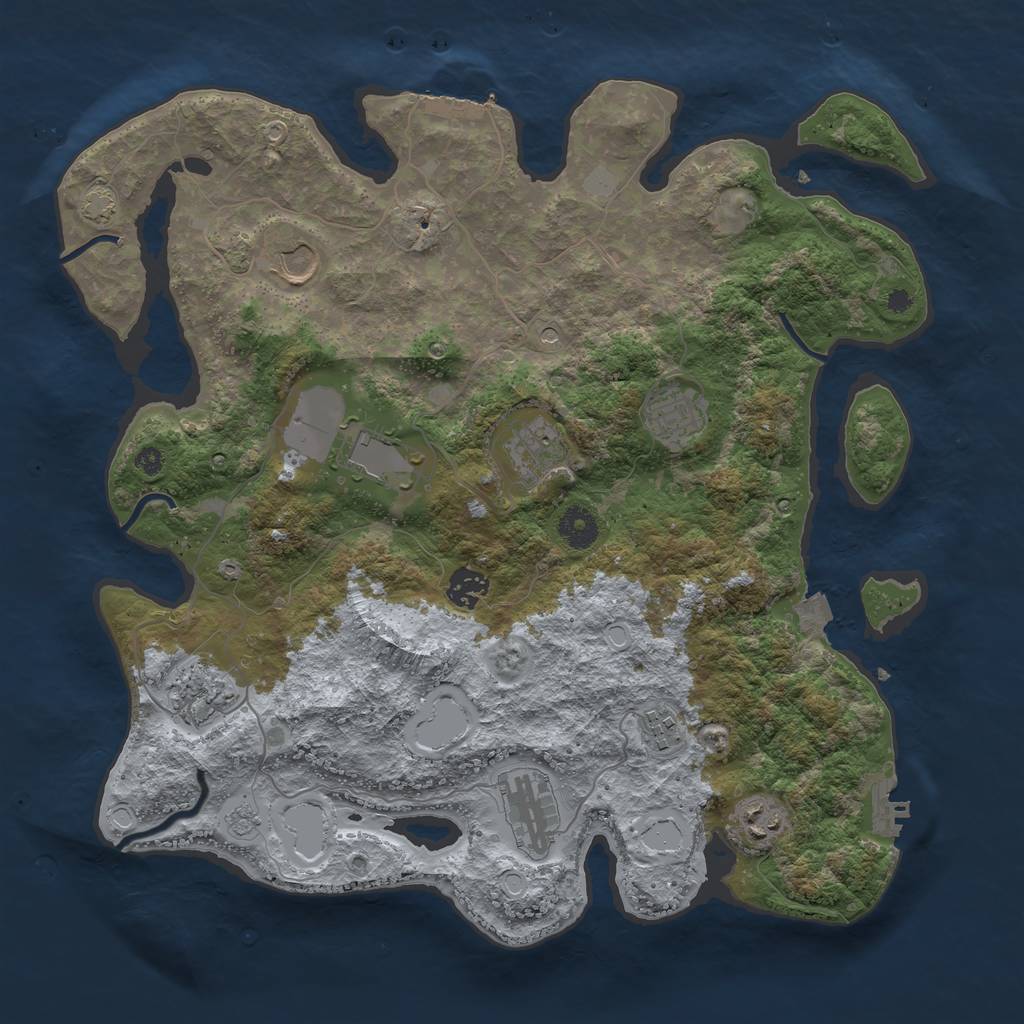 Rust Map: Procedural Map, Size: 3800, Seed: 87410000, 17 Monuments
