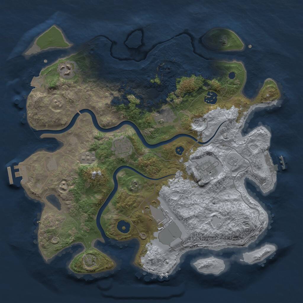 Rust Map: Procedural Map, Size: 3500, Seed: 623575567, 13 Monuments